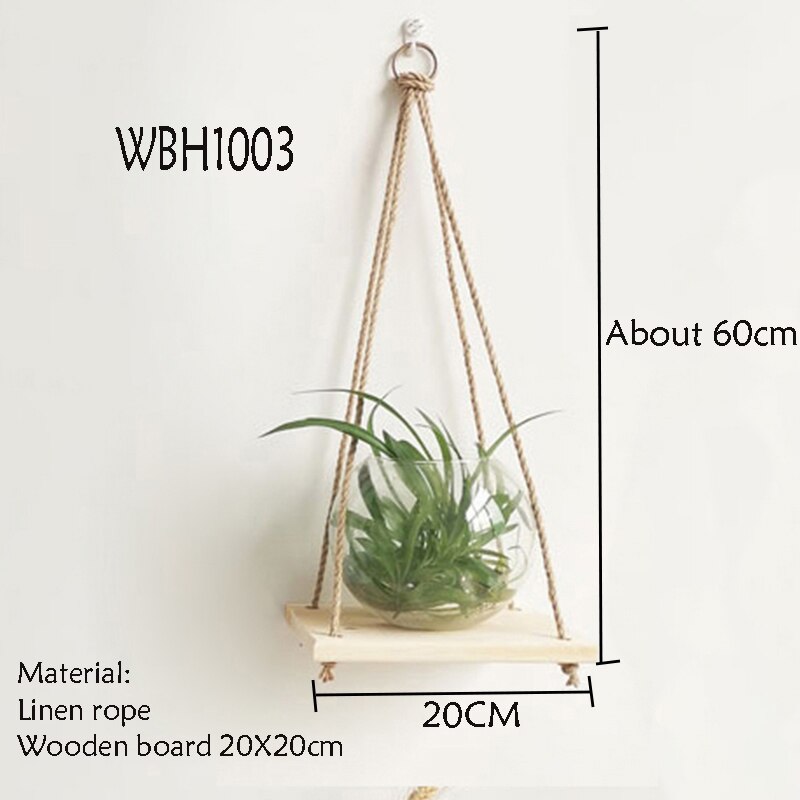 macrame plant hanger with wooden board pot tray flower pot hanging: WBH1003