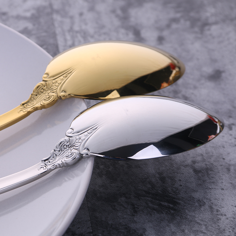 Juego de cubiertos dorados, cuchillo, tenedor, cuchara de acero inoxidable 18/10, tenedores, cuchillos, cucharas, juego de vajilla de cocina