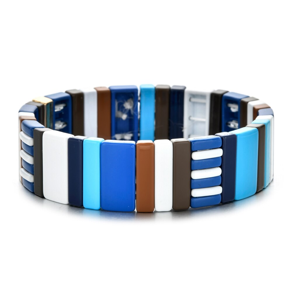 Smaltato Piastrelle Braccialetto cubo Amicizia Stirata Del Braccialetto Fatto A Mano Pulseras Elastico Impilabile Gioielli per le Donne Femme Della Boemia: A8