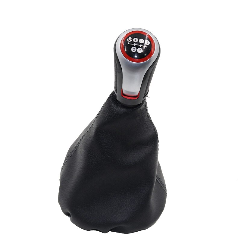 Cromo y cuero pomo de cambio de marchas para coche palanca Gaitor de arranque para VW POLO clásico 6N 6N2 1996, 1997-2001 LUPO CADDY 5: type 7