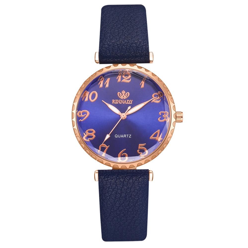 Montre Dame Lederen Band Quartz Horloge Mode Vrouwen Armband Armband Horloge Vijf Delige Set Persoonlijkheid Dameshorloge: blue