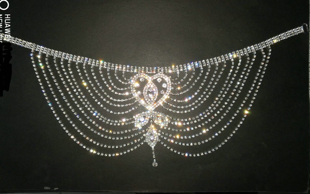 Bruids Hoofddeksel Crystal Strass Ketting Flapper Cap Bruiloft Gatsby Accessoires Party Achterzijde Voorhoofd Head Band Stuk Sieraden