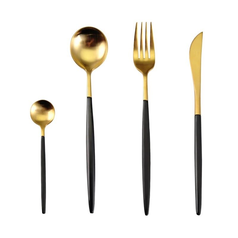 4pcs Serviesje servies 304 Roestvrij 18/10 Staal Bestek Set Steak Mes Vork Eetstokjes Set Koffie Lepel Theelepel Fla