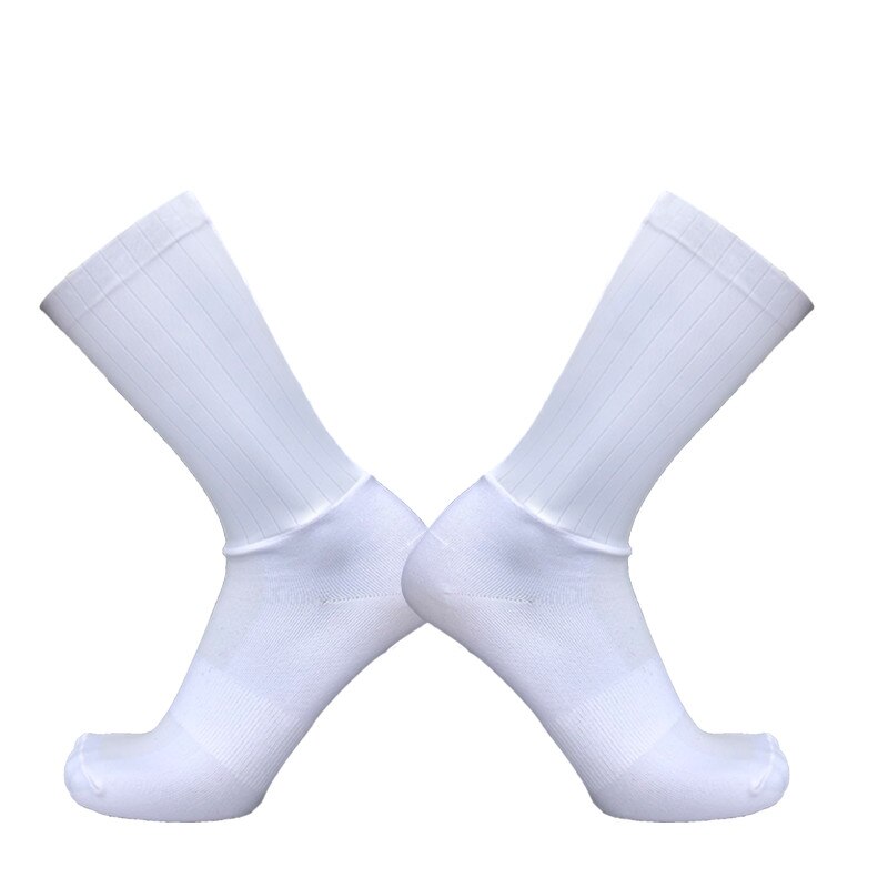 Neue Silikon Außen Fahrrad Socken Kompression Sport Socken Radfahren Socken Männer Frauen Straße Fahrrad Socken: Weiß