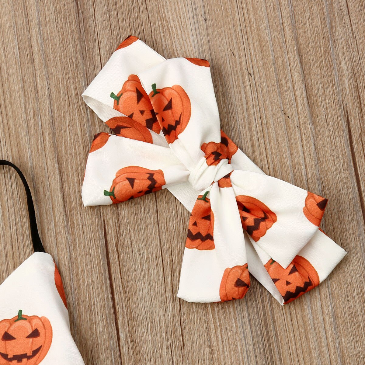 Halloween Newborn Infant Kids Baby Girls Boys Bodysuits Sleeveless Pumpkin Print Backless Belt Jumpsuits Headband 2pcs