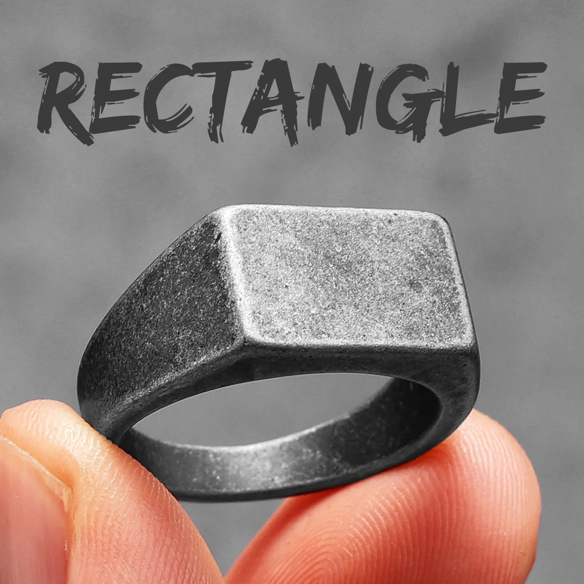 Minimalistische Rechthoek Graveren Mannen Ringen Rvs Vintage Eenvoudig Nieuw In Vrouwen Sieraden Mode Accessoires Cadeau: 10 / Black