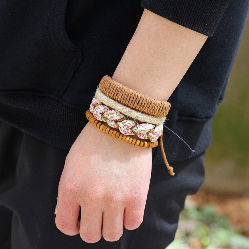 ZORCVENS nouvelle multicouche BOHO cuir chanvre corde en bois perles Bracelet Bracelet beaux bijoux pour les femmes Pulseira Feminina