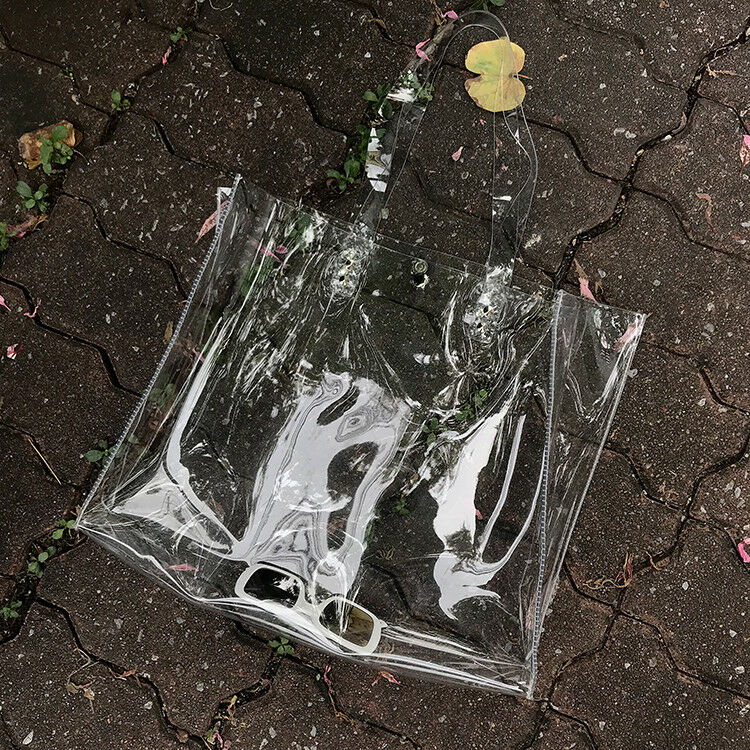Transparent Plastic Extra Large Clear Crystal Shoulder Bag Tote Shopper Handle