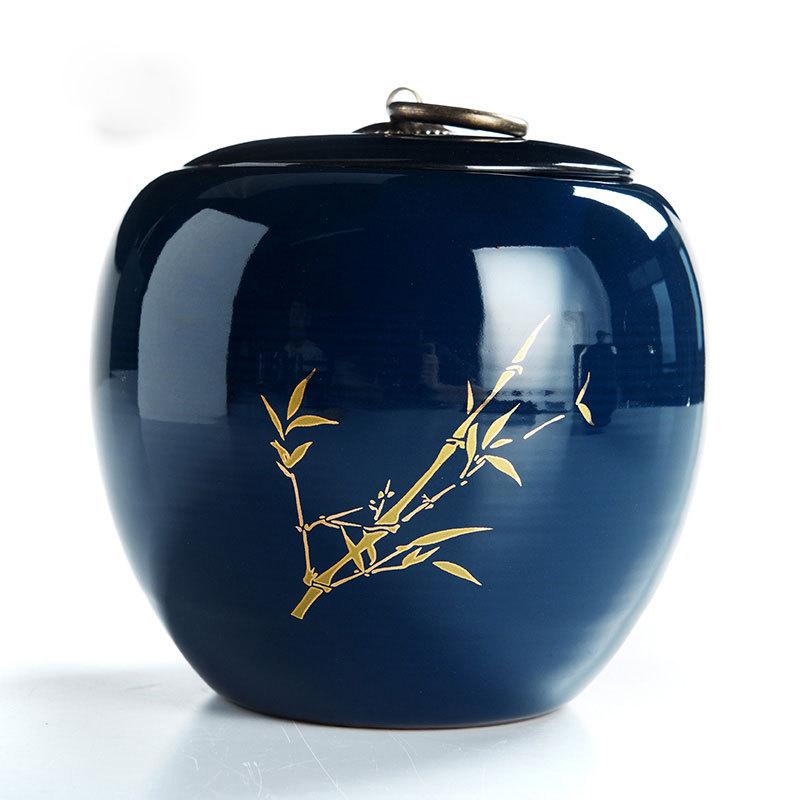 Cuadros de té chinos de Color azul oscuro, caja de té impresa de ciruela de bambú, caja de té, caja de almacenamiento de dulces de café, contenedor de té Power, de boda