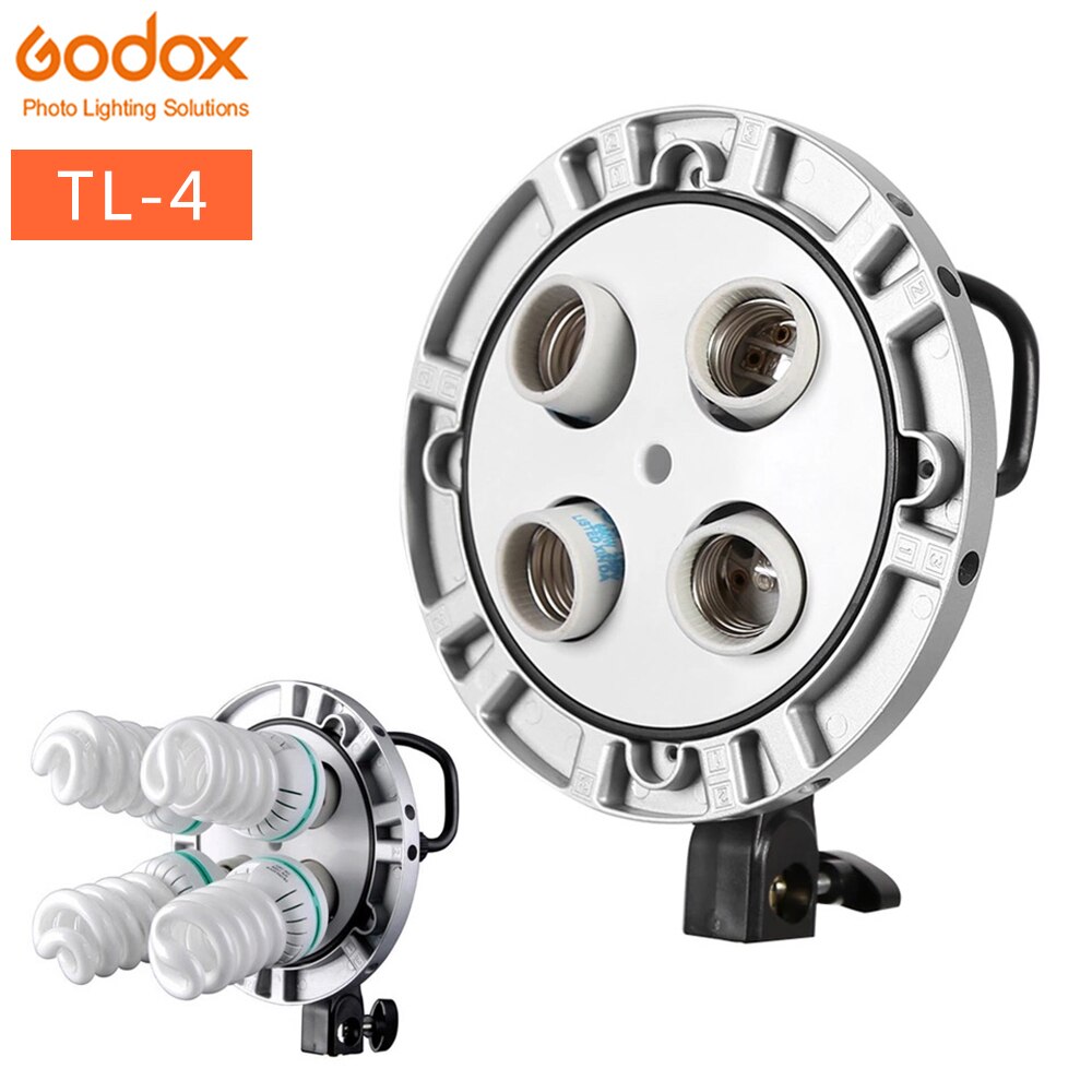 Photo Studio Godox TL-4 4in1 E27 Socket Tricolor Bulb Light Lamp Head Continuous light For Bowen Mount Multi-Holder Photography