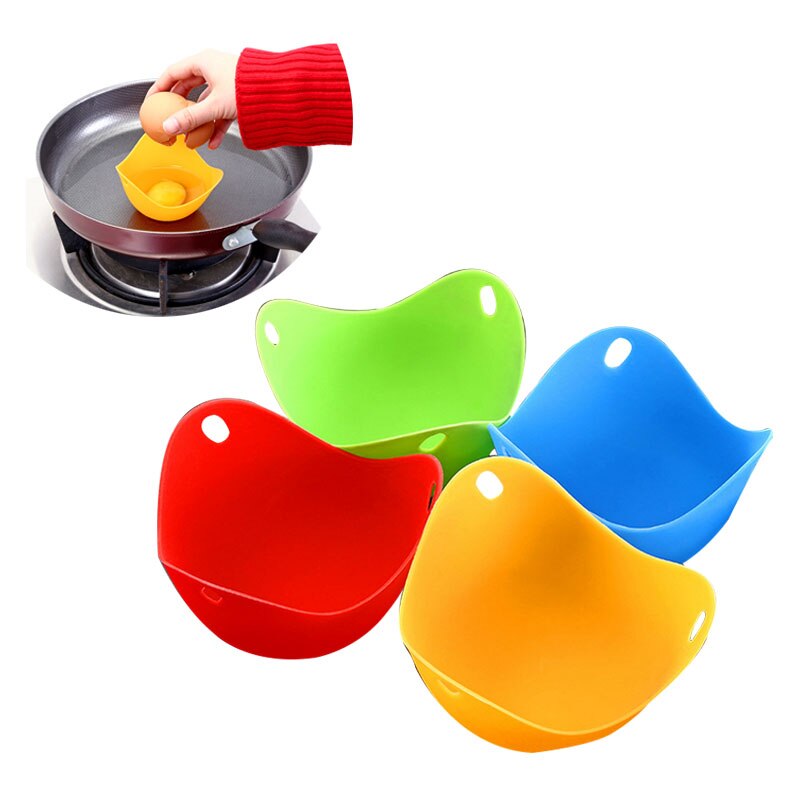 4 stk/sett silikon egg poacher posjering egg form bolleringer komfyr kjele kjøkken matlaging tilbehør pannekakemaker