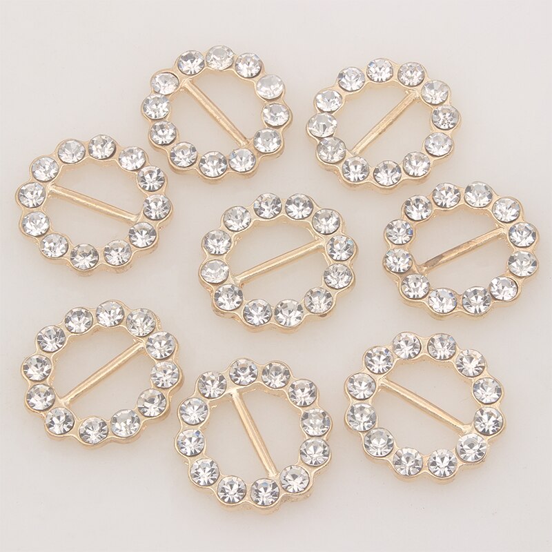 19mm Gold Rhinestone Buckles For Wedding Invitation Card Decoration Ribbon Slider Accessories DIY Hairbow Manualidades 50pcs/lot