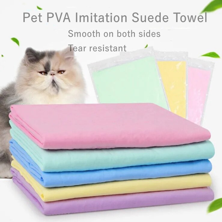 Toalla de ante de imitación para mascotas, toallitas de PVA de gran absorción de agua, suaves y limpias, para pelo mágico y seco, multifunción, para coche