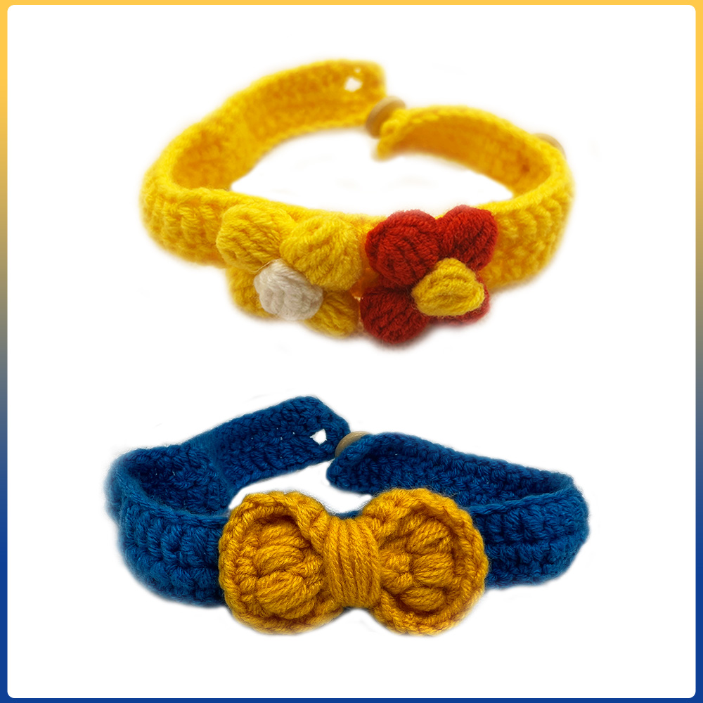 Collares de ganchillo para gatos y perros, bufandas para mascotas, pajaritas de flores, collares tejidos a mano, accesorios para gatos, Schnauzer
