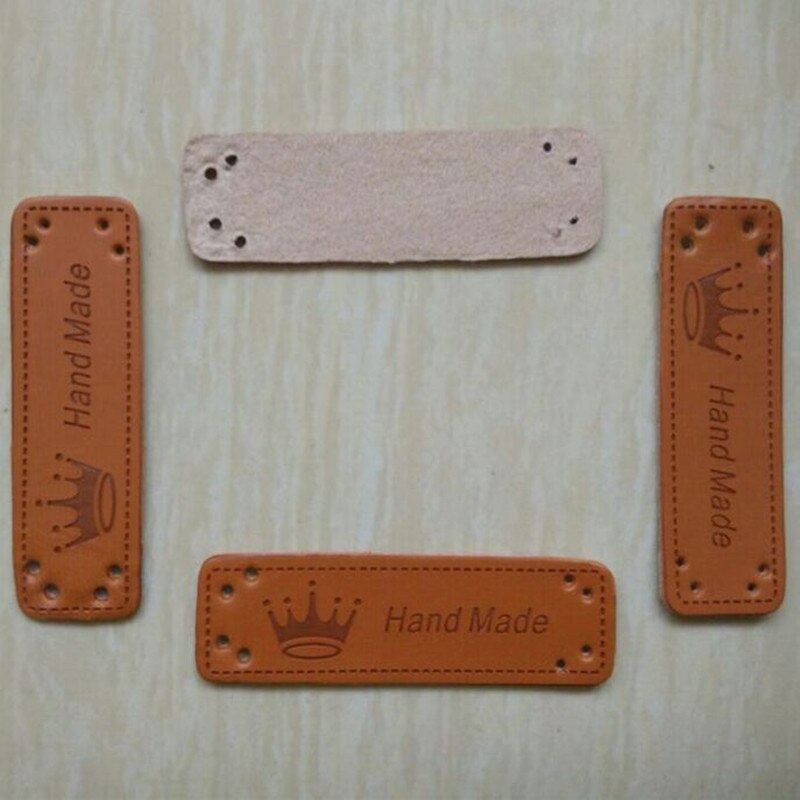 15 mm * 50 mm English Handmade Crown main labels PU leather Patchwork DIY Sewing label 10 pcs/lot
