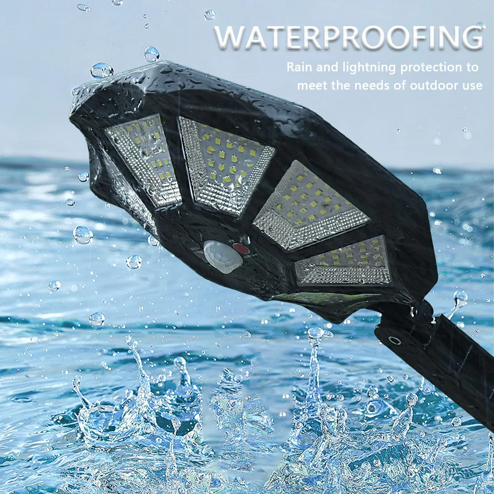 Straatverlichting op zonne-energie met bewegingssensor op afstand, buitenverlichting op zonne-energie , 168 6500k -schijnwerpers voor buitenparkeerterrein