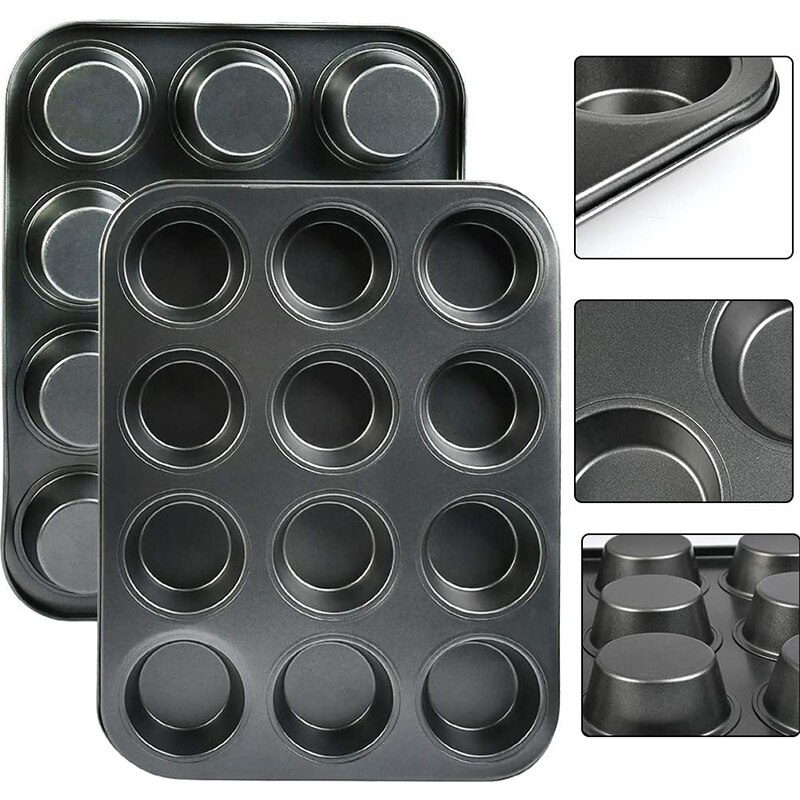 12 Cups Bakvorm Non-stick Cupcake Muffin Bakken Pan Carbon Staal Bakplaat Lade Taart Biscuit Tin Bakware bakken Levert