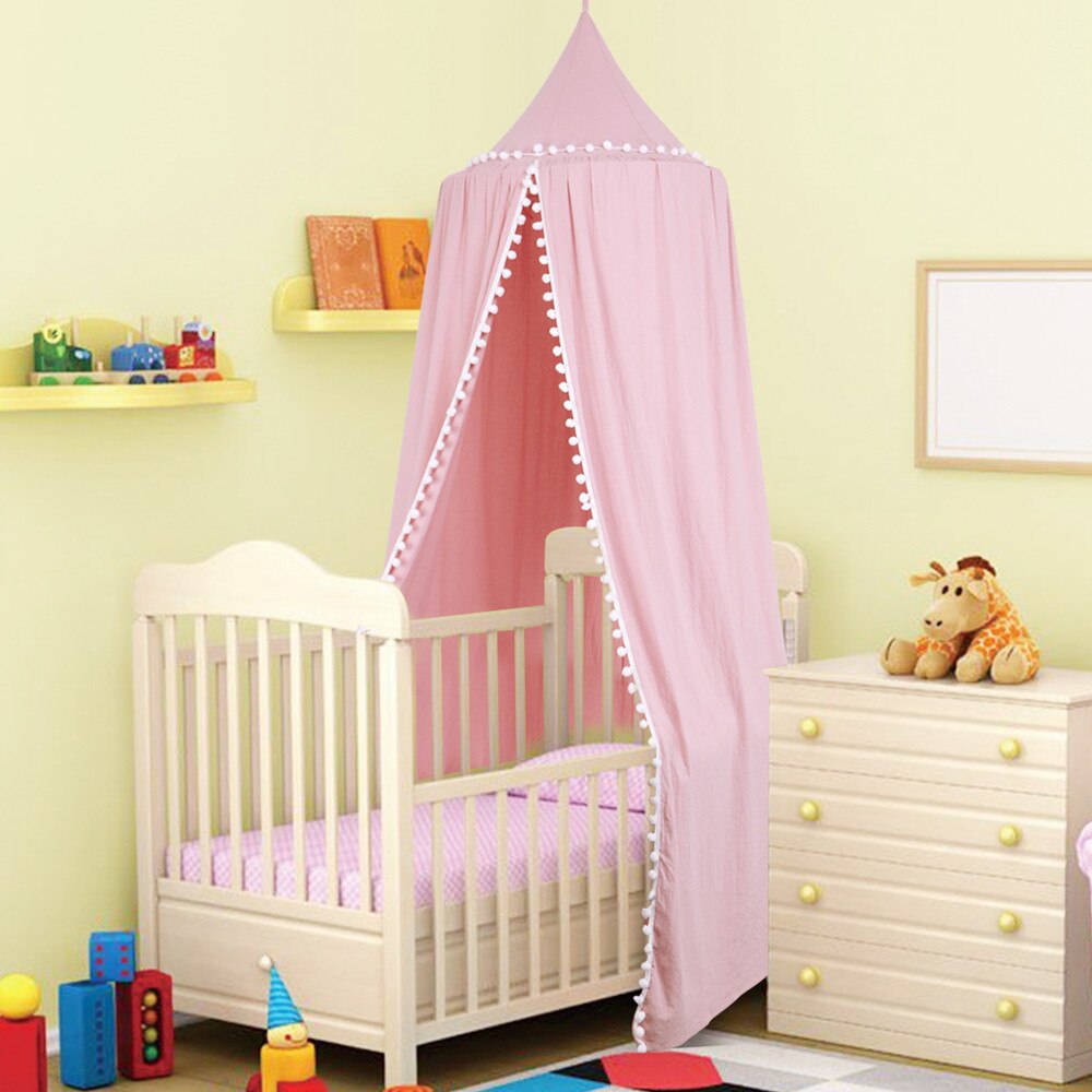 Baby Baumwolle Bett Pompom Vorhang Kinderzimmer Dekoration Krippe Netz Baby Zelt Baumwolle Hing Kuppel Baby Moskito Netz Fotografie Requisiten