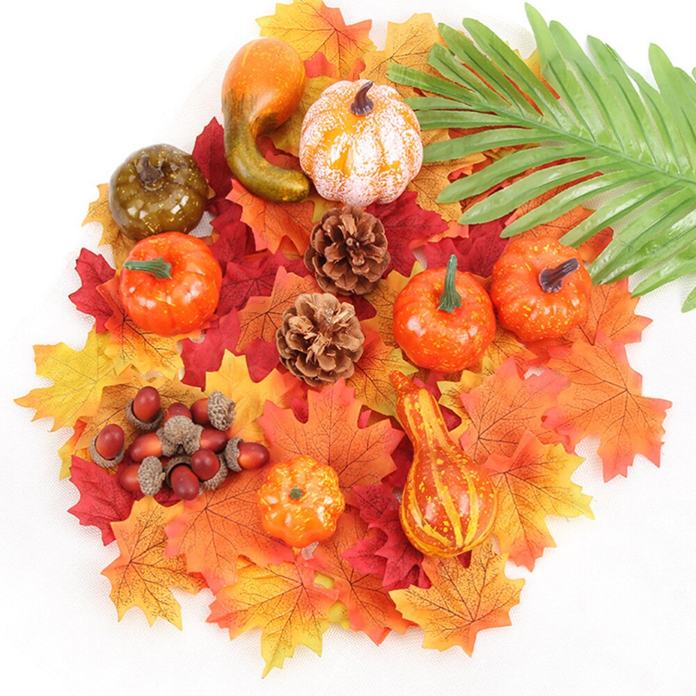 166pcs Props Durable Decorative Maple Leaf Ornaments Pine Cone Props Acorn Props Pumpkin Props for Bedroom Cupboard Liv: Default Title