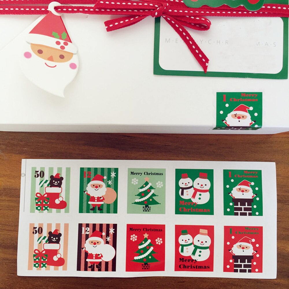 Christmas Stamps 5 Sheets Envelope Seal Sticker Label Stickers For Card Making Decoration Year