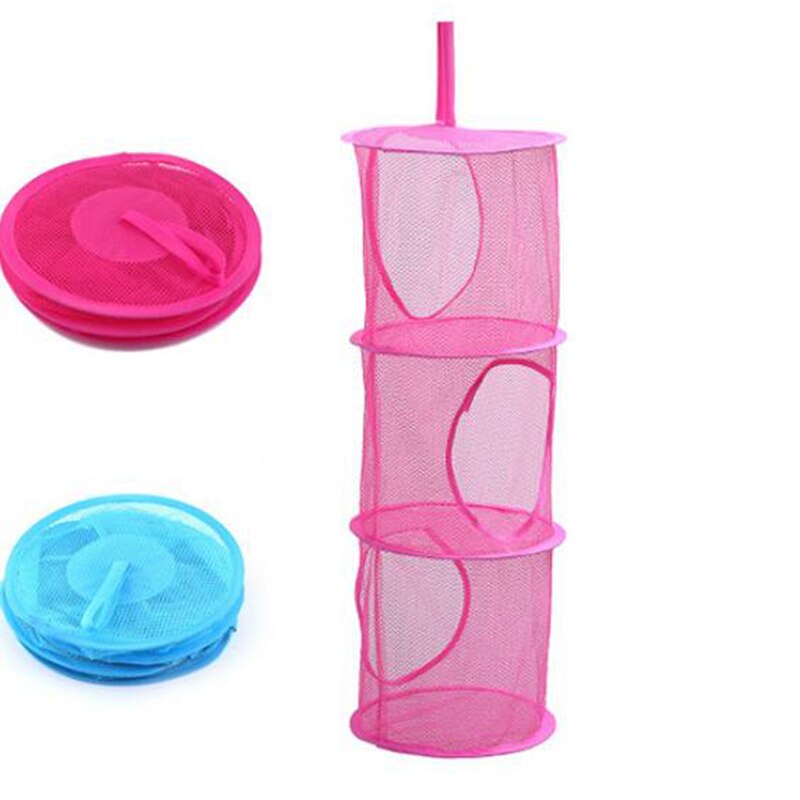 3 Shelf Hanging Storage Net Organizer Bag Bedroom Door Wall Closet Organizers: rose red