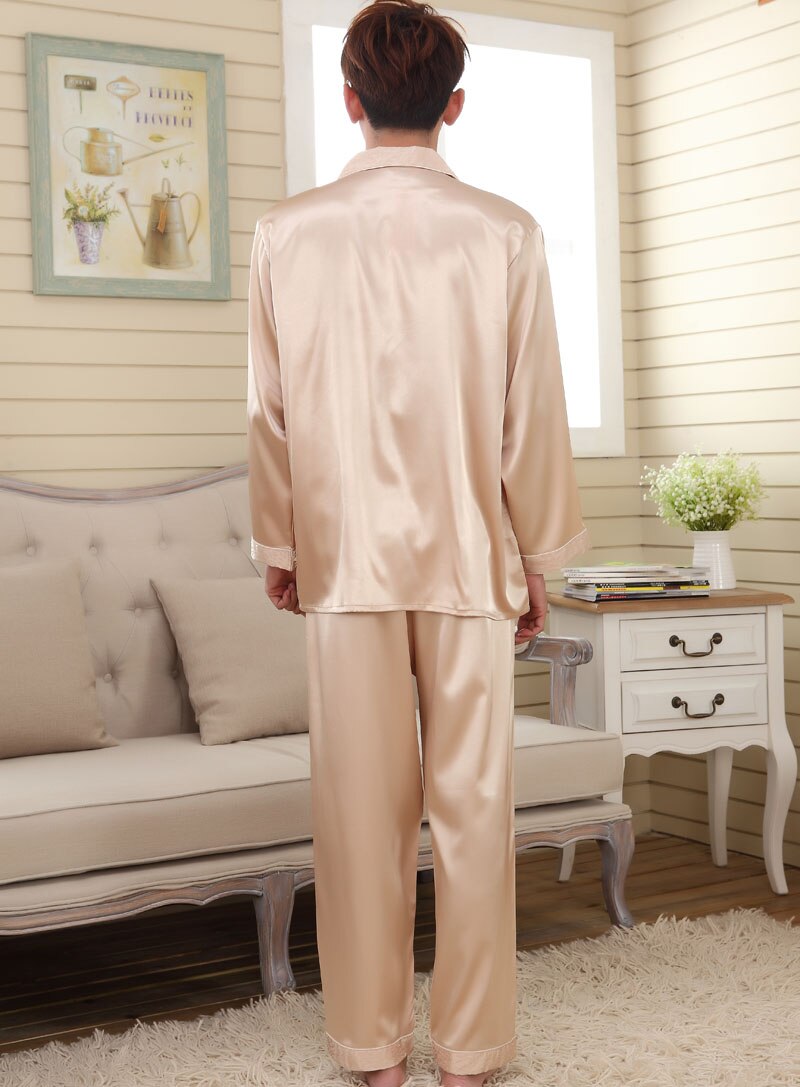 faux silk men sleepwear mens pajamas Men's Sleep & Lounge male Pajama Sets satin men pyjamas men nightgown chinese silk pajamas