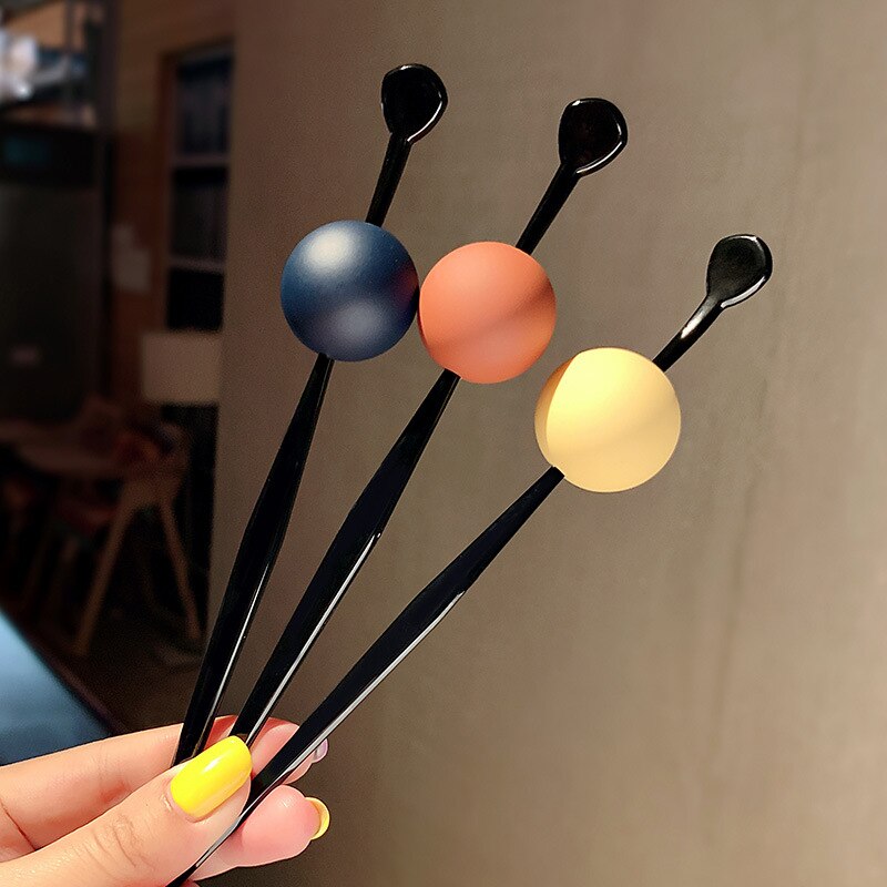 Neue Koreanische Frauen Einfache Ball Haar Stöcke Runde bilden Haarnadeln Haar Clips Stifte Süssigkeit Farbe Mädchen Haar Zubehör Schmuck