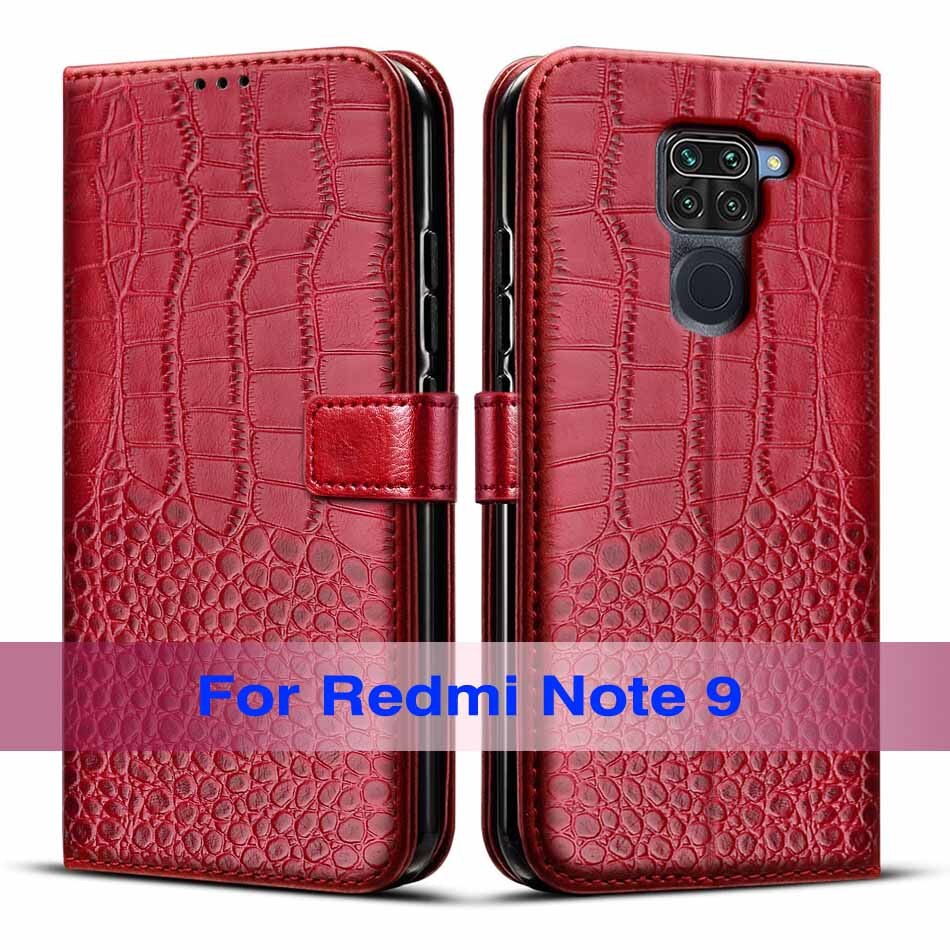 Étui portefeuille à 9 classique en cuir pour xiaomi redmi 9 9: Rouge