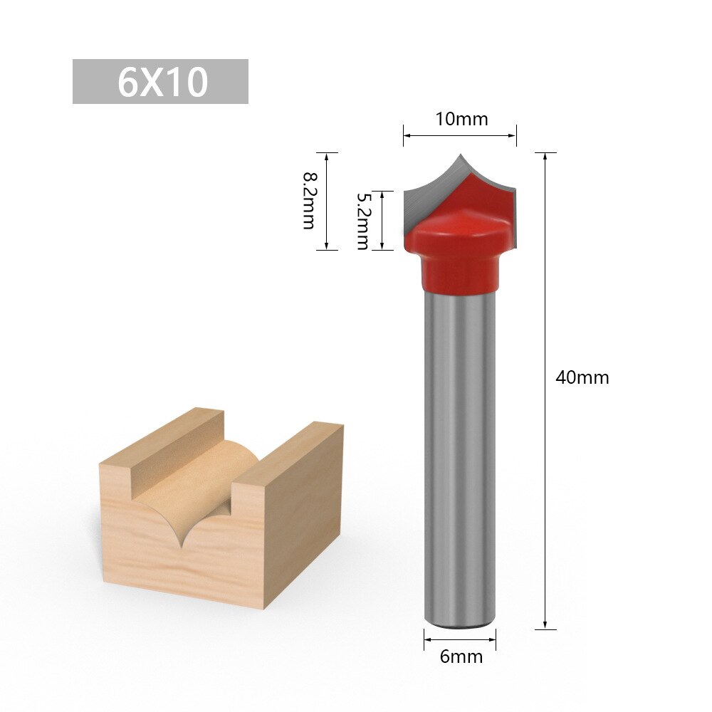 6mm Shank Router Bit CNC Tools Solid Carbide Round Nose Bits Round Point Cut Bit Shaker Cutter Tools For Wood Woodworking Tools: 6X10