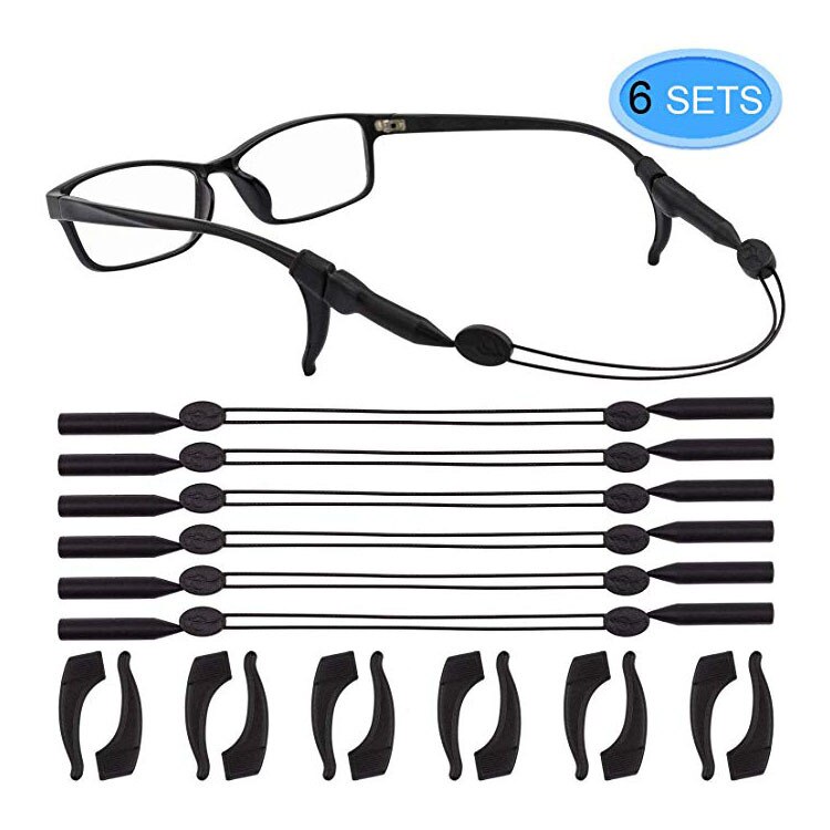 Ensemble d'accessoires de lunettes P011 | Protection antidérapante, cordes de lunettes de réglage, crochet d'oreille rond, Clip d'oreille, ceinture de lunettes