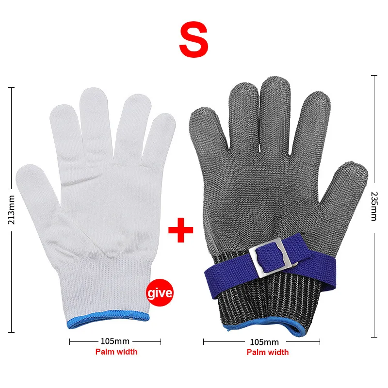 Gant métallique en maille Anti-coupure, sécurité, résistant aux coups de couteau, fil d'acier inoxydable, maille métallique, protection de boucher, gants résistants aux coupures: Bleu