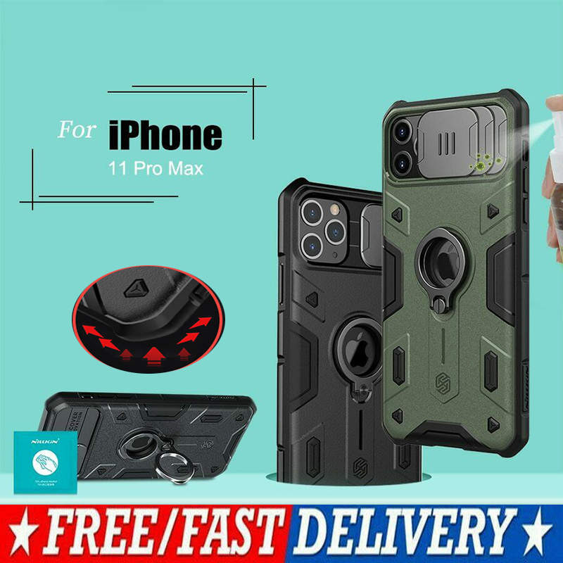 Camshield Armor Case Voor Iphone 11 Pro Max Ring Houder Slide Camera Cover