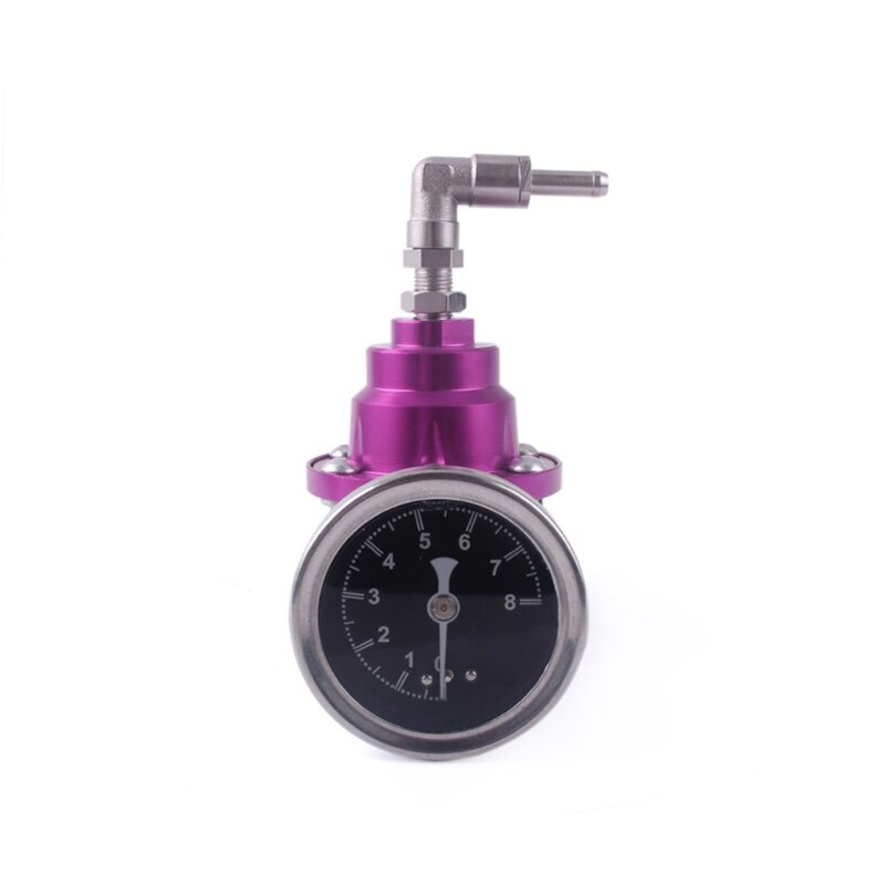 Fuel Pressure Regulator with Gauge Meter Booster Adjustable Universal Fittings .: Purple