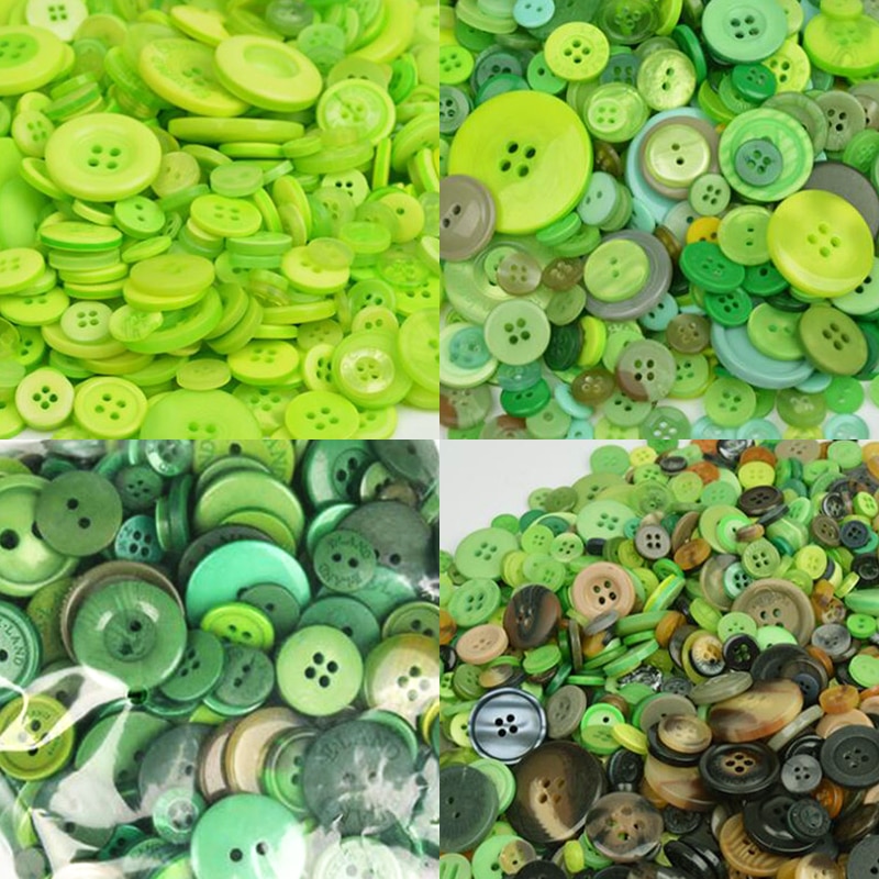 600 stuks 2-gaten/4-holes Ronde plastic knop groen serie gemengde kleur hars knop kleding accessoires voor kleding DIY