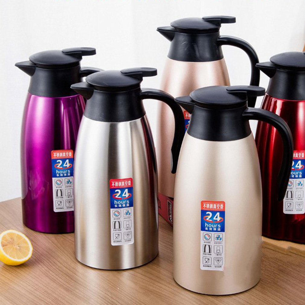 2L 304 Stainless Steel Coffee Pot Vacuum Double Insulation Pot European Style Home Hotel Kettle 20-Hour Heat Preservation