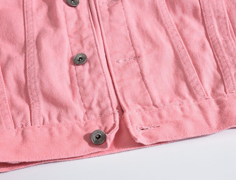 Chaquetas vaqueras rosadas para hombre, abrigos de mezclilla, nuevas chaquetas vaqueras para primavera y otoño, Jena con agujeros para hombre, Chaquetas vaqueras ajustadas para hombre, tallas 3XL