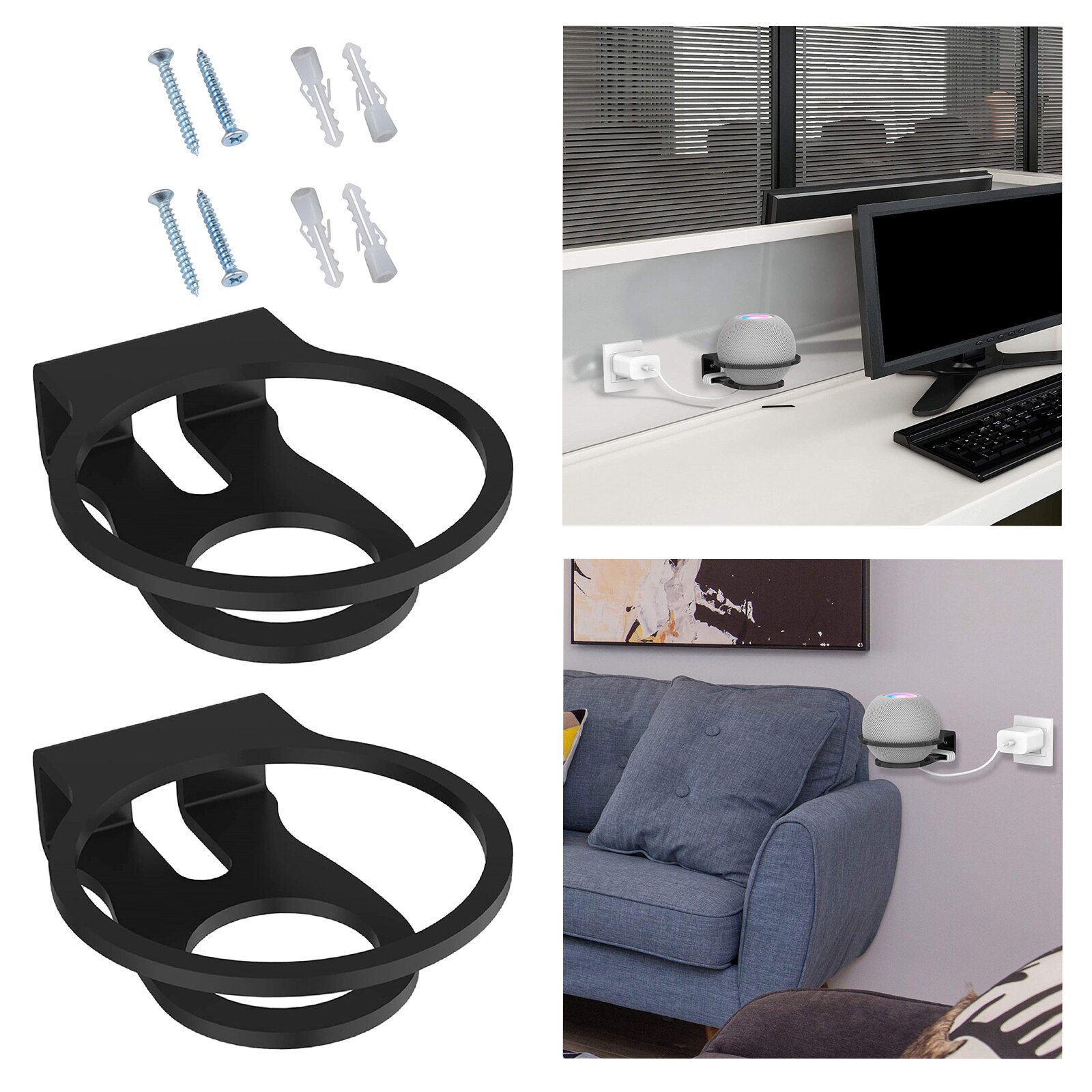 2 Stks/set Speaker Wall Mount Stand Voor Mini Speaker Beugel Muur Stand Muur Mount Plank Eenvoudig Installeren: black