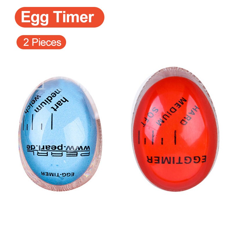 2PCS Blue Red Timer Reminder Color Changing Egg Timer Resin Material Boiled Eggs Kitchen Helper Egg Timer Red Timer Tools