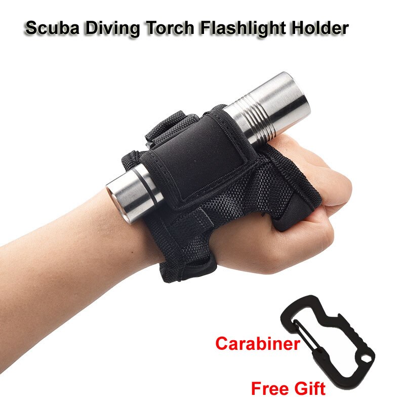 Underwater Scuba Diving Dive LED Torch Flashlight Holder Soft Black Neoprene Hand Arm Mount Wrist Strap Glove Hand