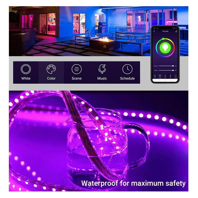Tuya Smart WIFI LED Music Strip Light Work with Alexa Google Assistant Voice Control RGB LED Waterproof Dimming Lights Strip