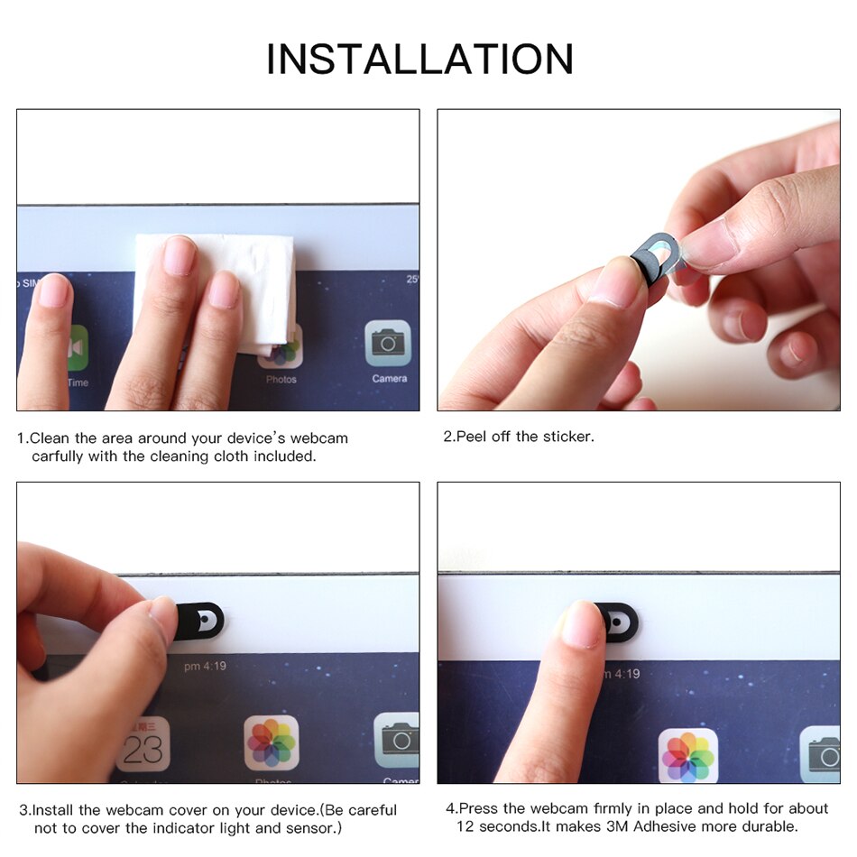 Cache-webcam magnétique coulissant en plastique pour iphone, ordinateur portable, ipad, tablette, appareil photo, téléphone portable, autocollant de confidentialité