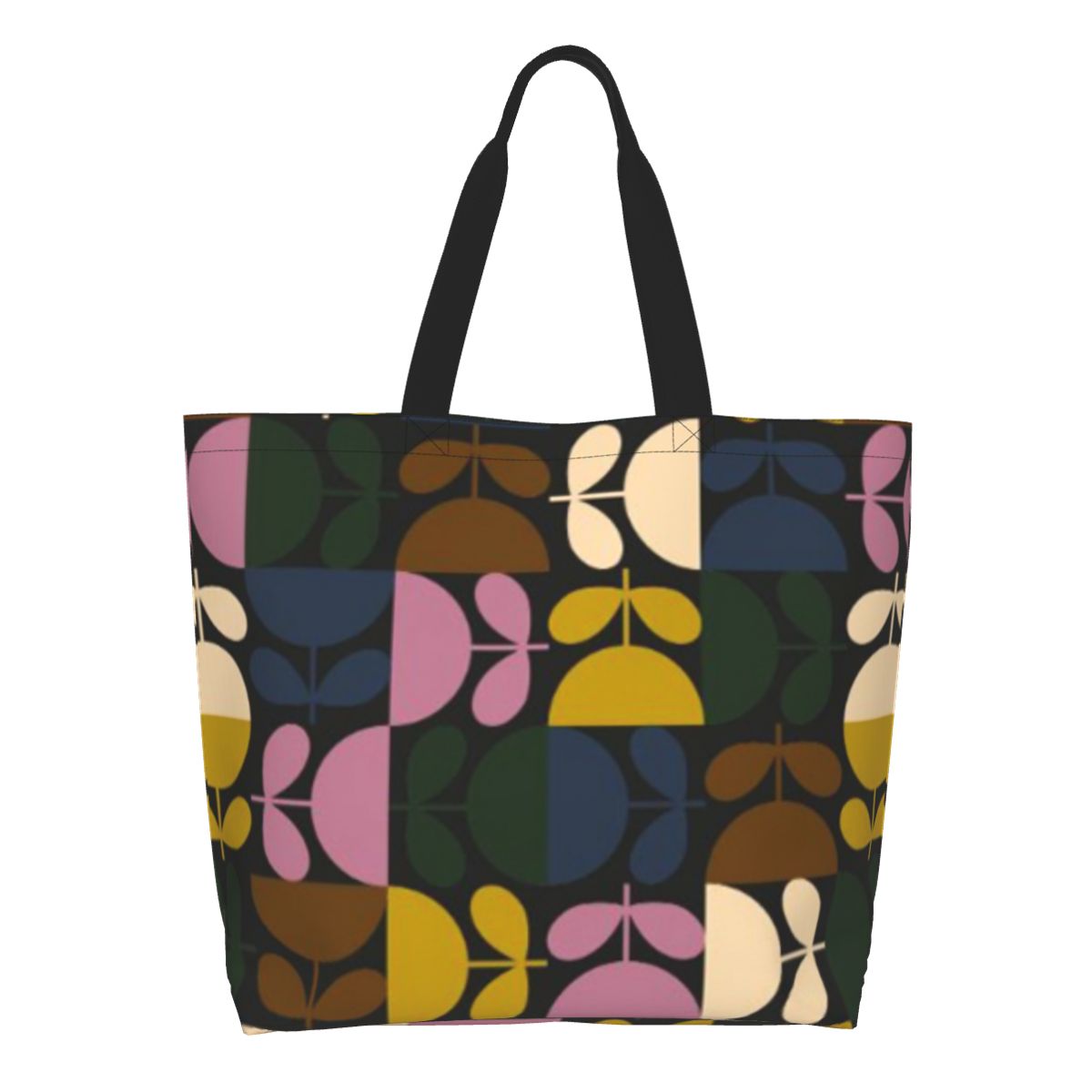 Orla Kiely Abstract Multi Stem Canvas Shopping Bag Big Capacity Grocery Mid Century Scandinavian Geometric Shopper Tote Bags: SKY BLUE