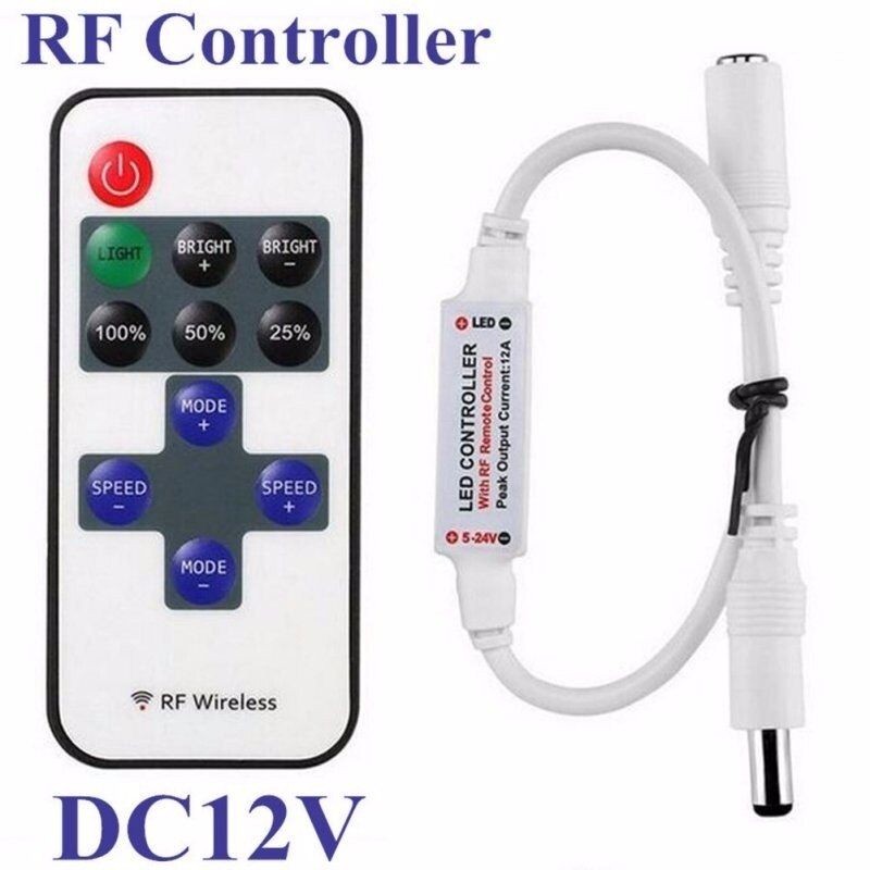 1Pc Mini Rf Wireless Led Afstandsbediening Led Dimmer Controller Voor Single Color Light Strip SMD5050/3528/5730/5630/3014