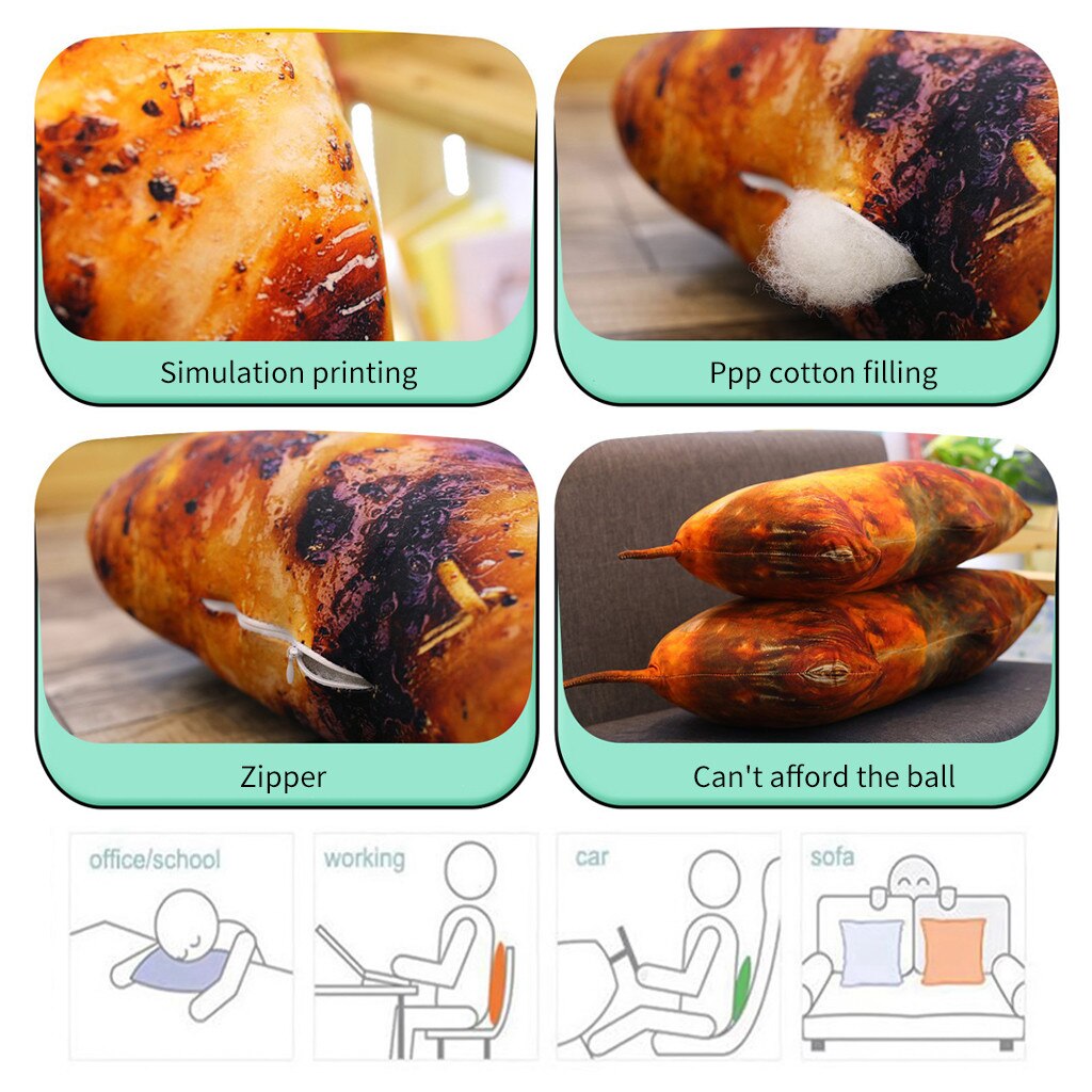 Simulatie Inktvis Drumsticks Kip Vleugels Gegrilde Vis Vorm Kussen Zachte Lumbale Rugkussen Pluche Voedsel Kussen Voedsel Creativiteit