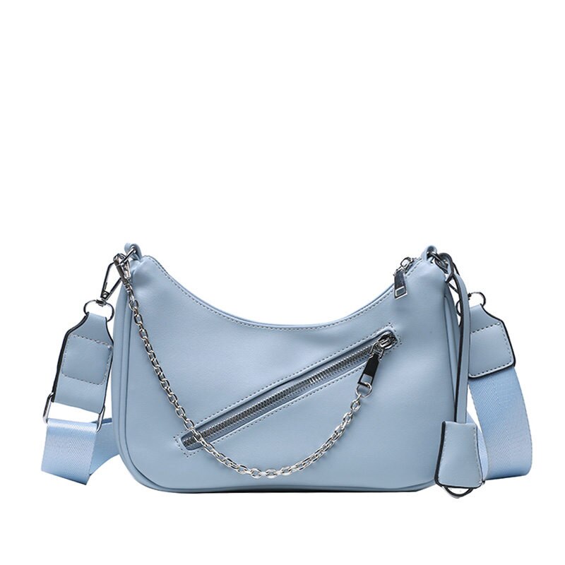 Mengxilu pu leren dames schoudertas kleine messengertas mobiele telefoon zak rits portemonnee satchel crossbody tas voor vrouwen: Blauw