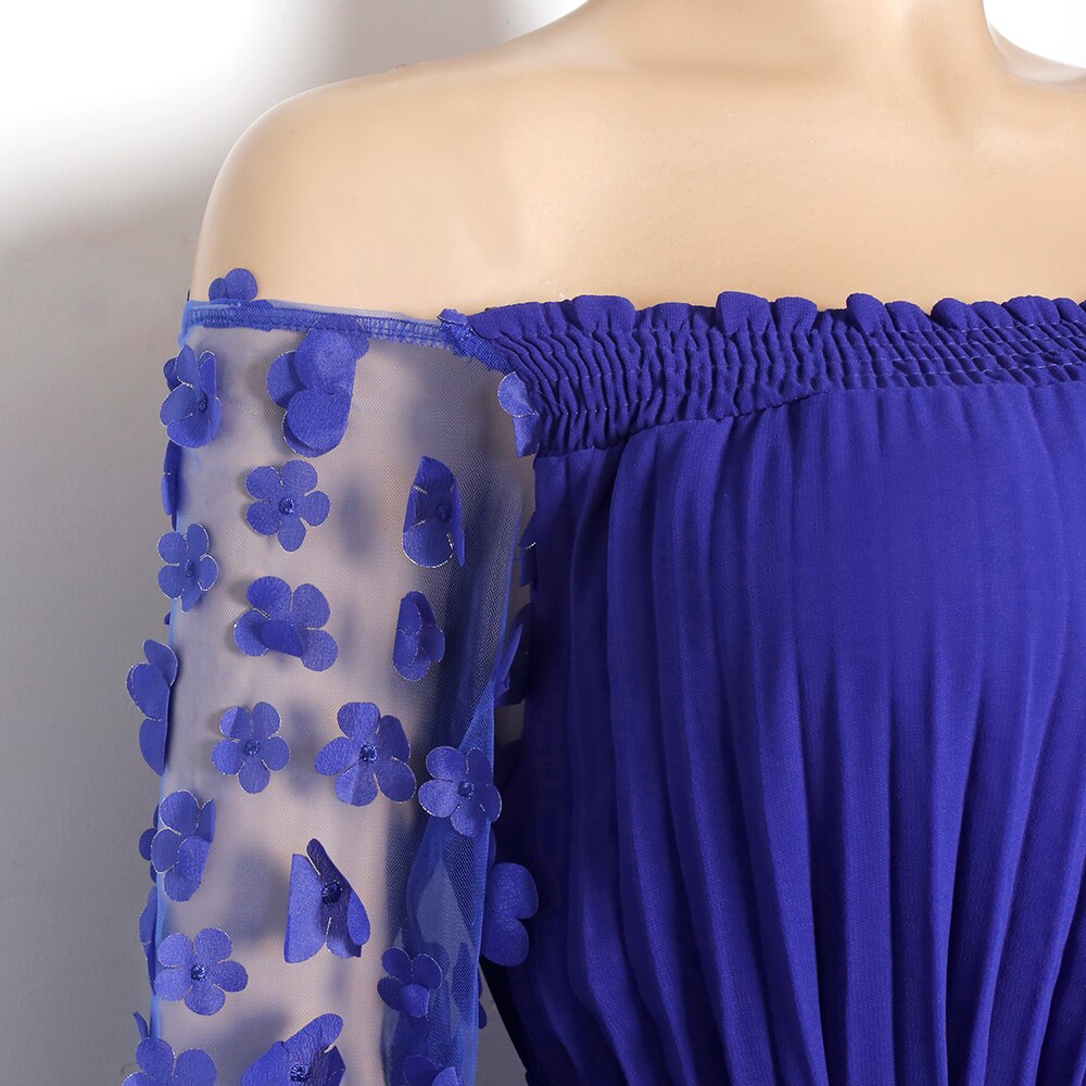 MD African Dresses For Women Off Shoulder Mesh Maxi Dress Party Abaya Lady Plus Size Evening Gowns