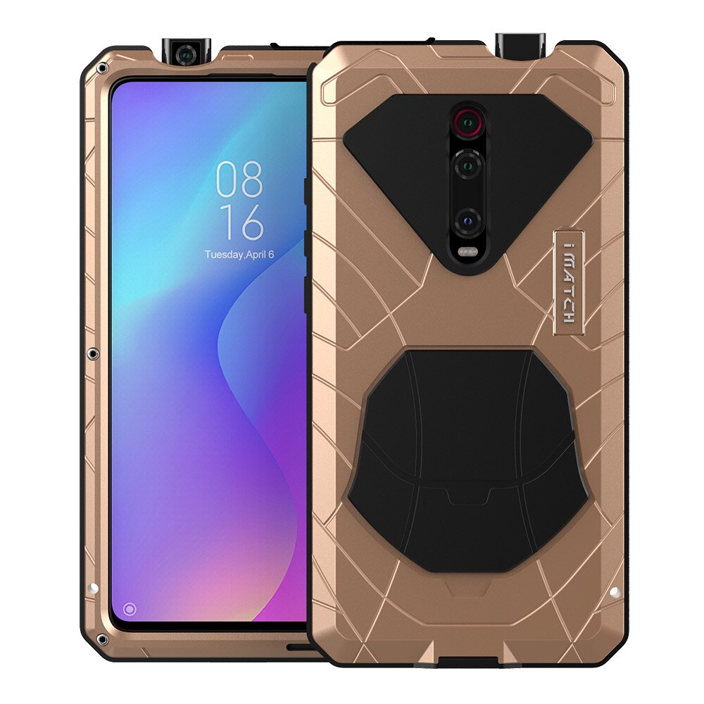 Pour Xiaomi K20 Pro coque téléphone dure en aluminium métal couverture de Protection robuste pour Xiaomi K20 Pro avec en verre trempé: gold