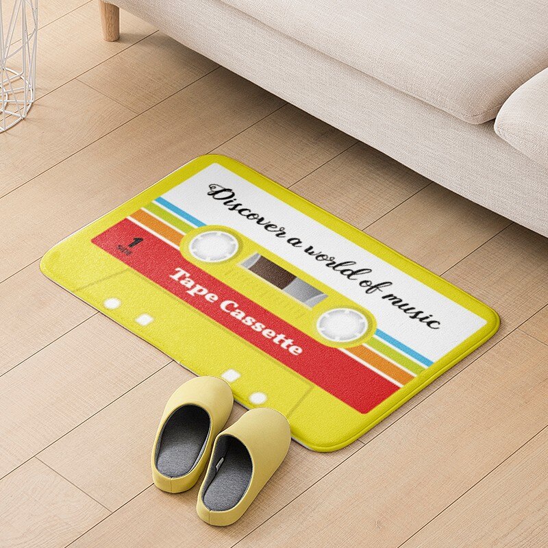 Felpudo antideslizante con cinta musical para decoración de puerta, Alfombra de franela gruesa con patrón de tendencia de Hip-hop, para baño y sala de estar: style9
