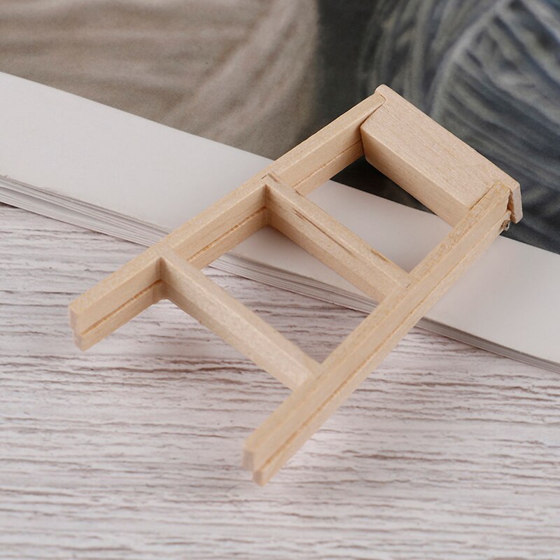Wooden Ladder 1:12 Dollhouse Miniature Furniture Toys Natural wood color