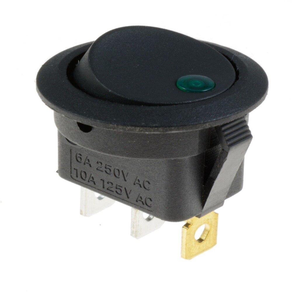 2 Pin 20mm ON/OFF Round Boat Rocker Switch Mini Waterproof Cap LED illuminated Car Dashboard Dash Boat Van 12V: Green Dot